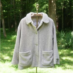 Vintage 90s IZZI Outerwear Beige Fleece Button Front Jacket